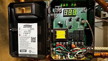 An aquastat on a heating system.