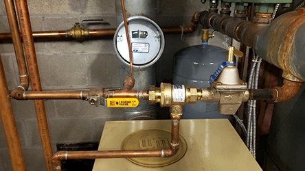 A backflow preventer on a heating system.