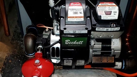 An oil burner heating system.